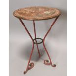 Early 20th C. hand painted metal table.