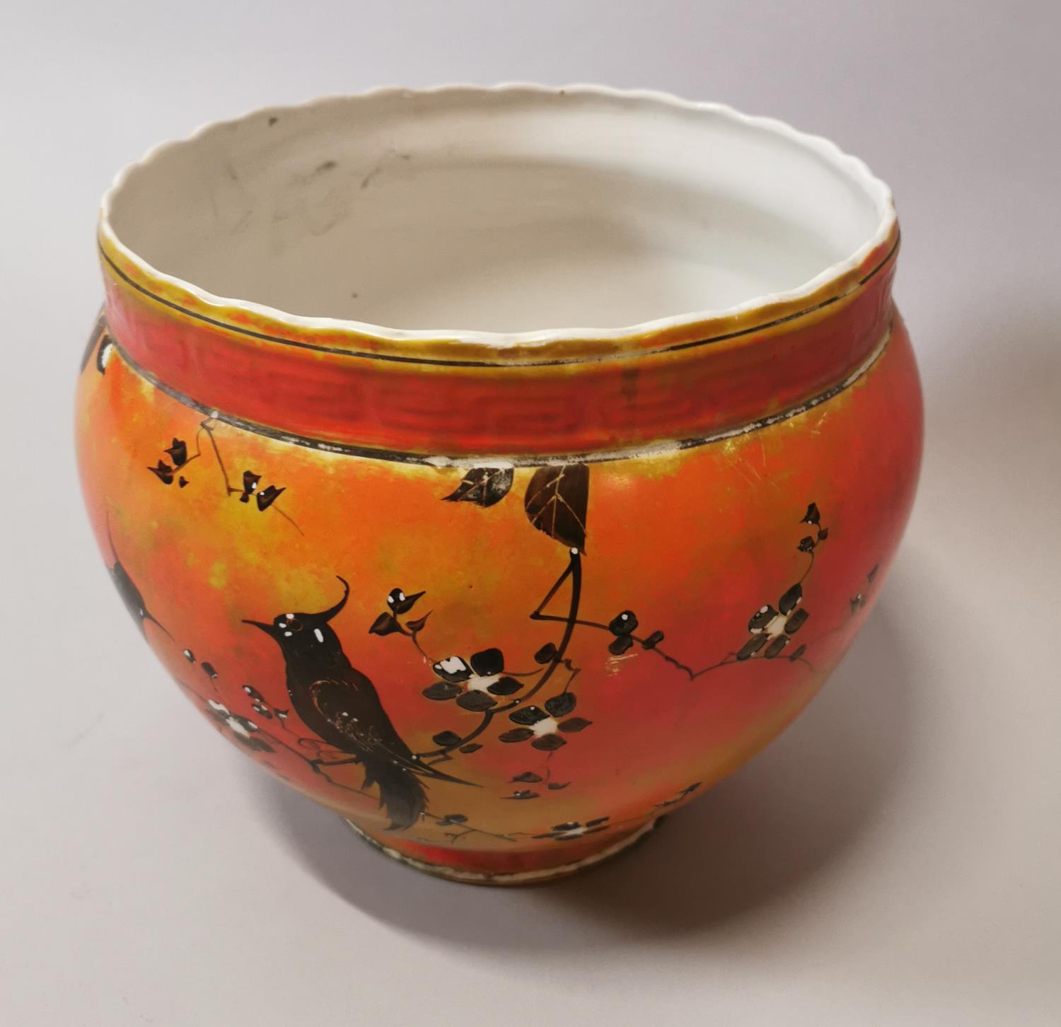 19th C. hand painted jardinière. - Image 2 of 2