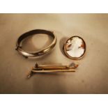 English silver bracelet and two brooches