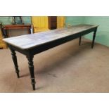 19th C. painted pine kitchen table.