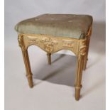 19th C. giltwood and upholstered foot stool.