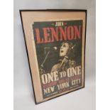 Framed John Lennon concert advertising print.