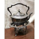 19th C. silverplate spirit kettle.