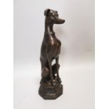 Lifesize bronze model of a Whippet.