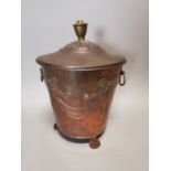 19th C. embossed copper coal bucket.