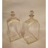 Pair of early 19th C. glass decanters.