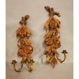 Pair of giltwood wall ensconces.