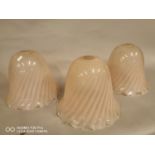 Set of three glass opaline lamp shades.