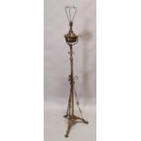 19th C. brass and copper standard lamp.