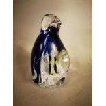 Cobalt blue art glass Penguin