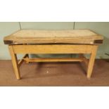 Early 20th C. pine butchers block.