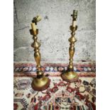 Pair of brass table lamps.