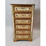 Hand painted gilded chest of drawers.