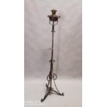 19th. C. copper and metal standard lamp.