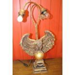 Wrought iron and resin table lamp