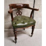 19th C. oak office chair.