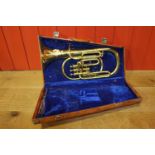 1/2 size brass tuba in case.