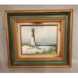 Oil canvas Lighthouse scene.