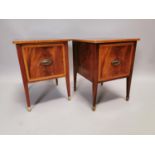 Pair of mahogany and satinwood bedside lockers.