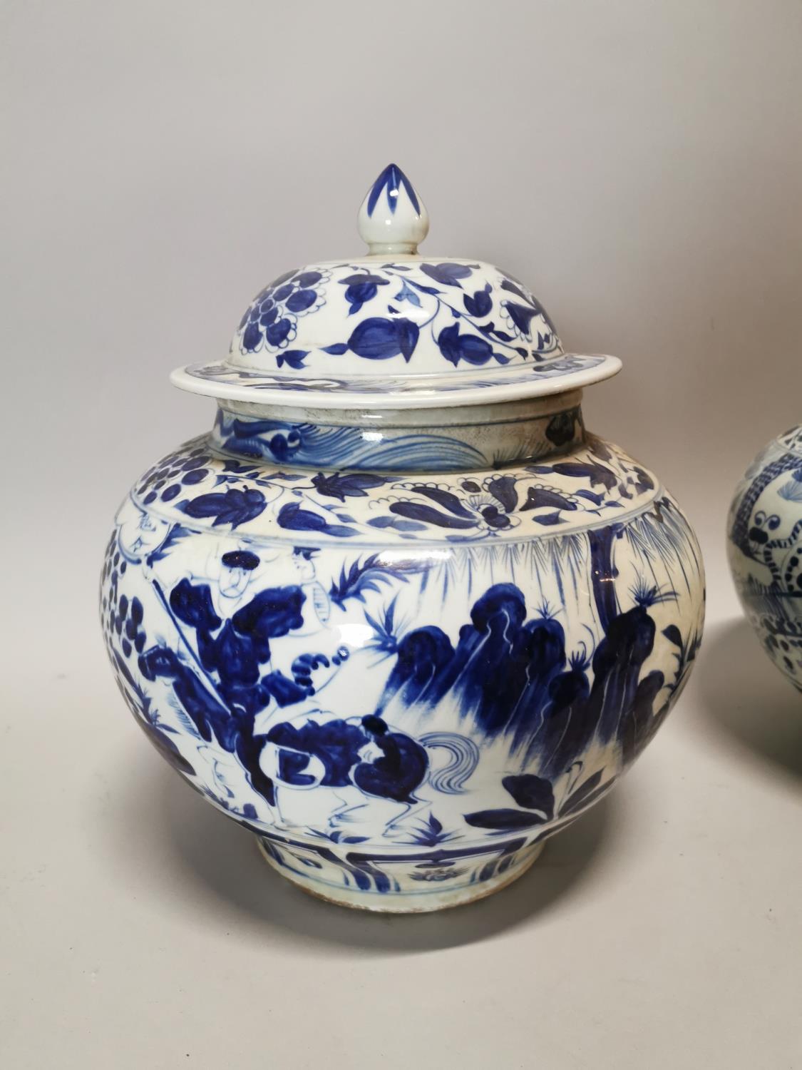 Pair of Oriental blue and white ceramic vases. - Image 2 of 3