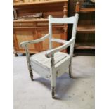 Early 20th C. painted pine commode chair.