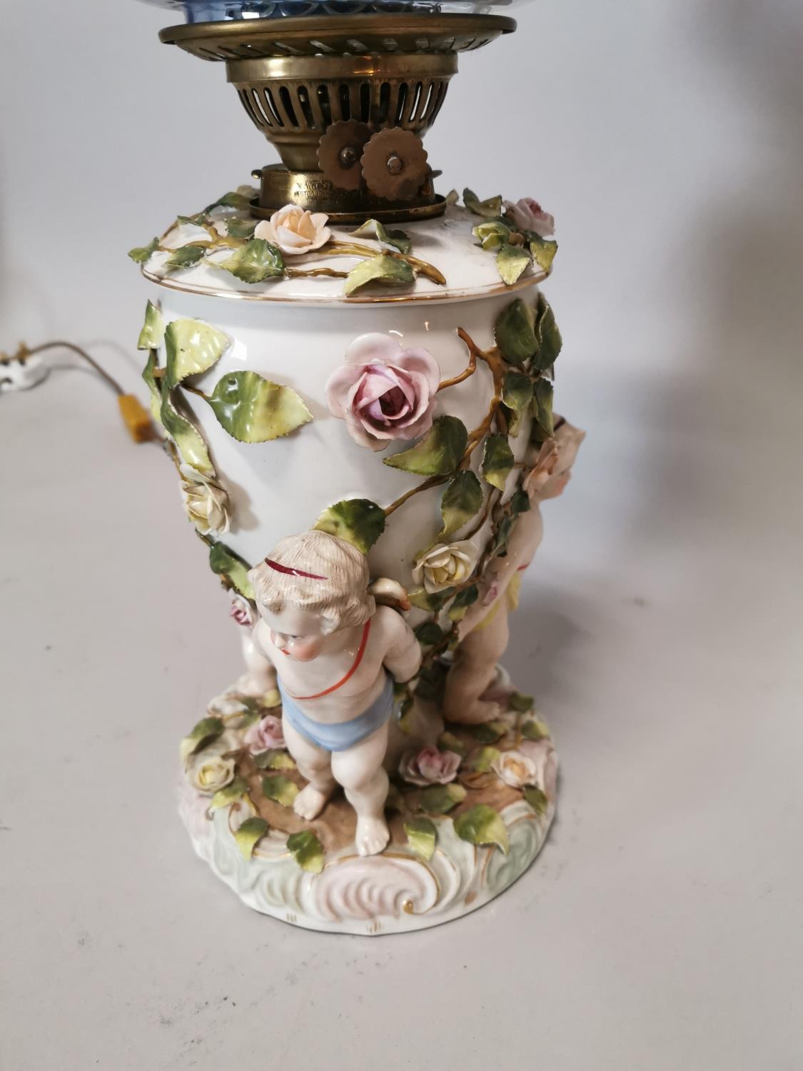 19th C. Mission encrusted ceramic oil lamp. - Image 3 of 4