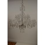 Irish cut crystal sixteen branch chandelier.