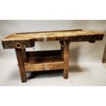 Early 20th C. pine workbench.