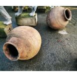 Pair of 19th C. terracotta olive pots.