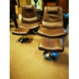Pair of mid century style swivel chairs