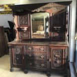 Victorian black oak sideboard.