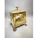 Art Nouveau brass coal box.