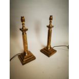 Pair of good quality brass Corinthian column table lamps