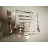 Set of eleven German silver forks