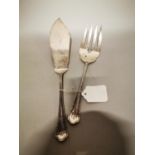 Set of German silver fish serving cutlery