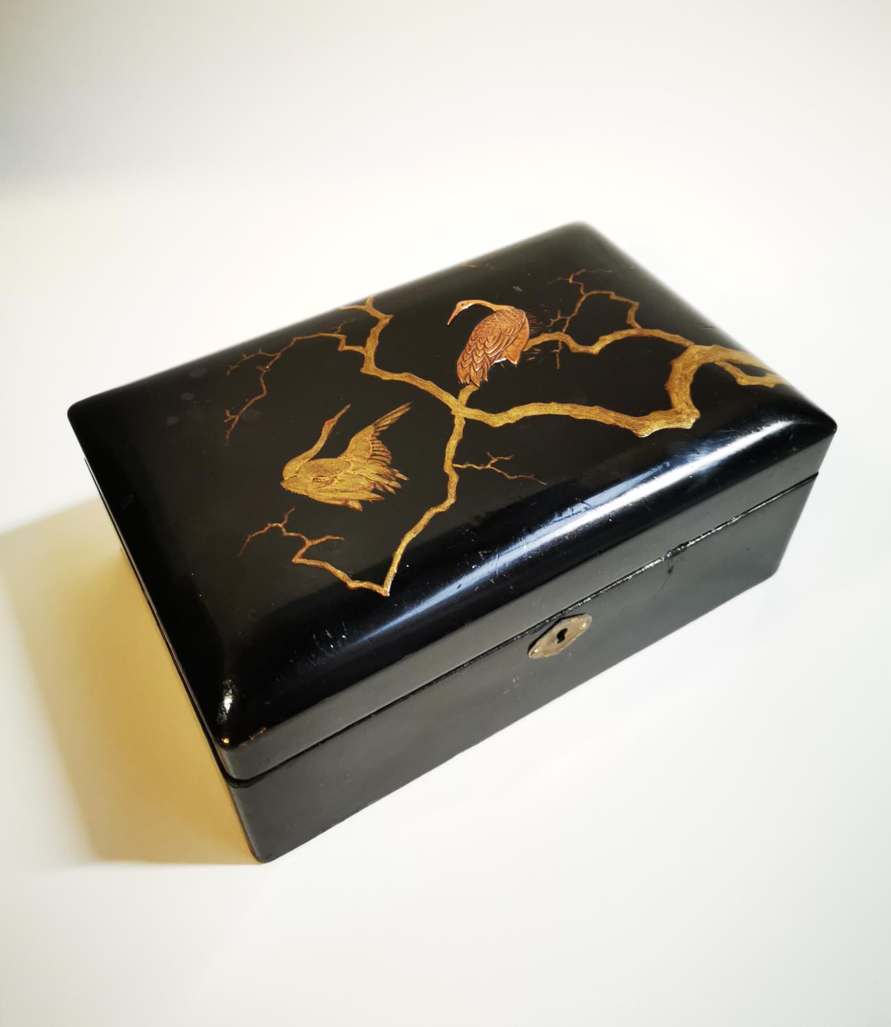 Edwardian lacquered jewellery box.