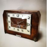 Art Deco mantle clock with silver dial.