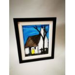 Framed oil on board of a Cottage