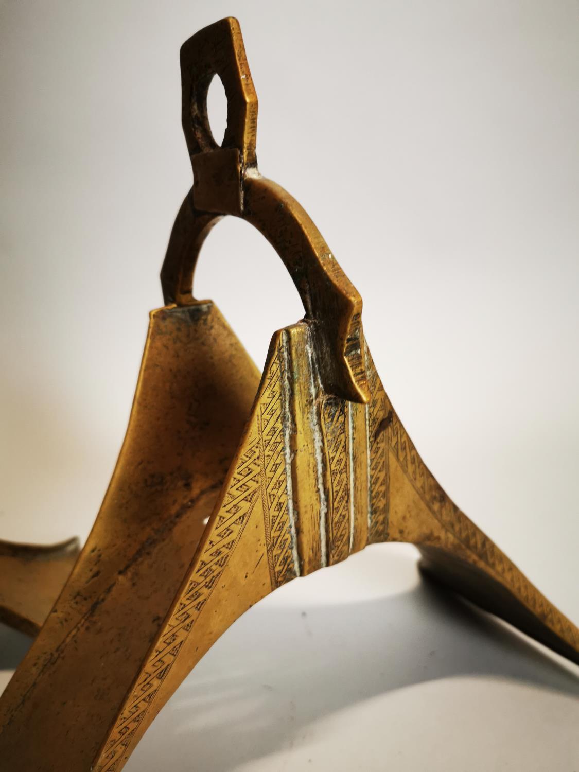 Pair of unusual brass stirrups - Image 2 of 4