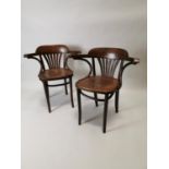 Pair of mid century bentwood armchairs.