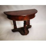 Victorian mahogany demi-lune side table.