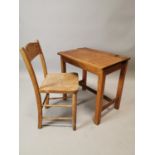 1950's pine child's school desk and chair.