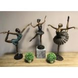 Set of three bronze Ballerinas.