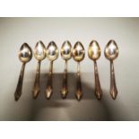 Set of six German silver plated serving spoons