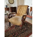 19th. C. mahogany upholstered dining room chair.