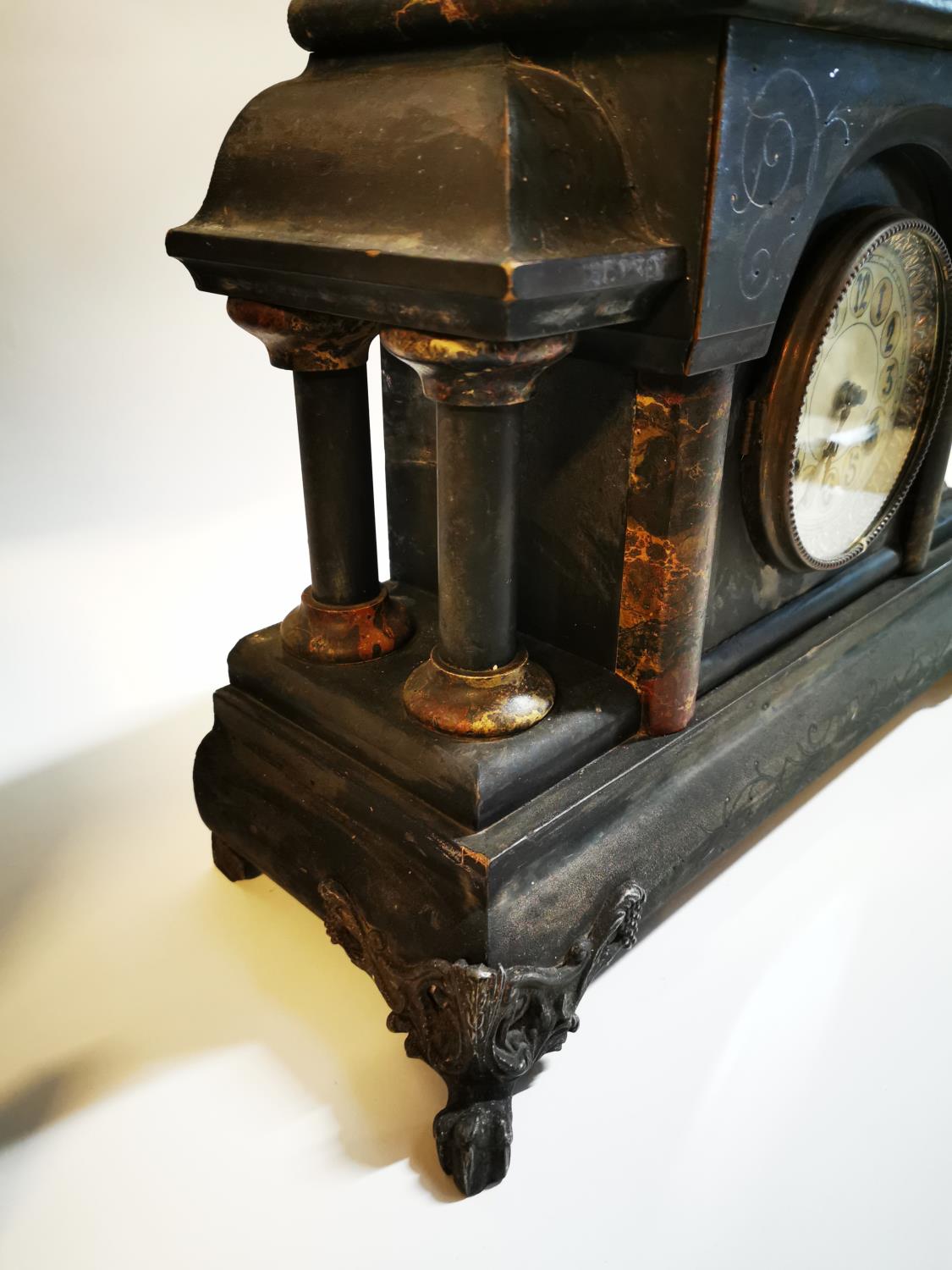 Edwardian inlaid mahogany mantle clock - Image 5 of 6