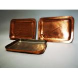 Two large 19th C. copper meat platters