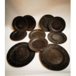 Collection of ten 18th C. pewter plates.