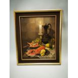 Framed oil on canvas Still Life Lobster