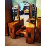 Art Deco walnut inlaid dressing table